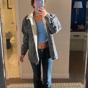 Heritage Oversized Sherpa Jacket denim winter wrangler free people